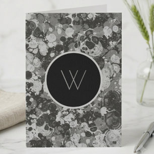 Monogrammierte Schwarz-Weiß-Tinte Marmor Kunst