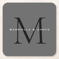 Monogrammierte schwarze graue Kalligrafie-Hochzeit