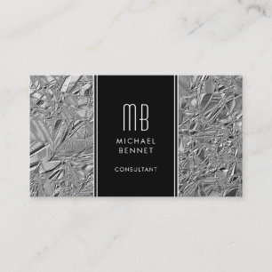Monogrammierte silberne Metallfolie Visitenkarte