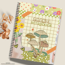 Monogrammierte süße vintage Pilze Scrapbook Retro