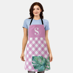 Monogrammierte tropische Pink Küche Schürze für ih