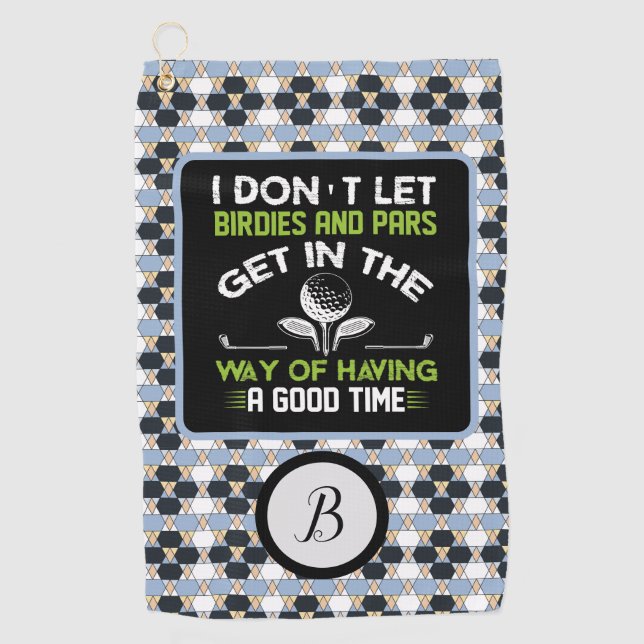 Monogrammierte Typografie Humor  Golfhandtuch (Vorderseite)
