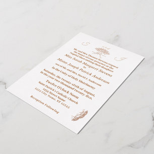 Monogrammierte viktorianische Hochzeitseinladung Folieneinladung