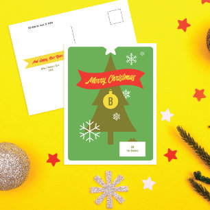 Monogrammierte Weihnachts-Icons Weihnachts-Postkar Feiertagspostkarte