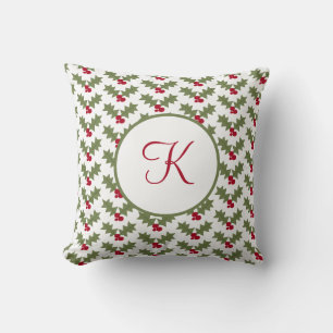 Monogrammierte Weihnachts-Stechpalme rote Beeren g Kissen