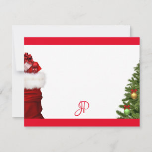 Monogrammierte Weihnachtsbaum-Kalligrafievorlage Mitteilungskarte