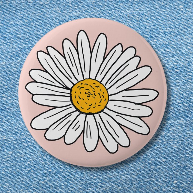 Monogrammierte Weiße Daisy-Blumen Button (In situ)