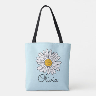 Monogrammierte weiße Daisy-Blumen Tasche