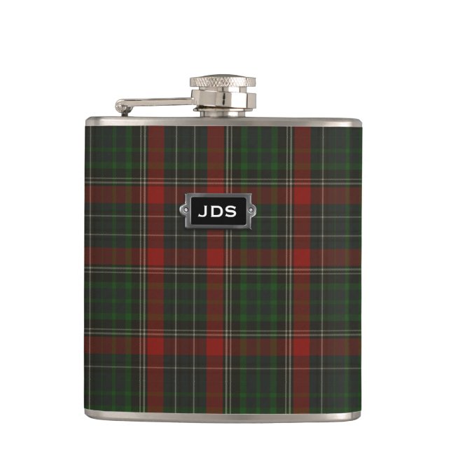 Monogrammierter Clan Stuart Tartan Kariert Flask Flachmann (Vorderseite)