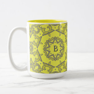 Monogrammierter gelber Stern Zweifarbige Tasse