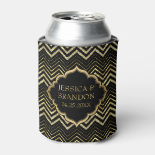 Monogrammierter Gold Glitzer & Zigzag Zickzack Mus Dosenkühler