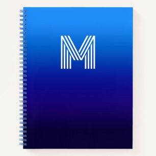 Monogrammierter Himmel zu Mitternachtsblau-Verlauf Notizbuch