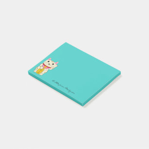 Monogrammierter japanischer winkender Maneki Neko- Post-it Klebezettel