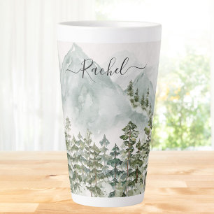 Monogrammierter Kiefernwald und Berge Milchtasse