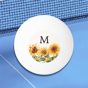 Monogrammierter Ländlicher Gelber Sonnenblumengart Tischtennisball