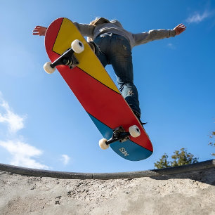 Monogrammierter moderner Bauhaus Rot-Blau-Farbbloc Skateboard