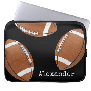 Monogrammierter Name Football Schwarz Laptopschutzhülle