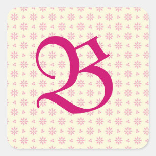 Monogrammierter rosa Eyelet-Aufkleber Quadratischer Aufkleber