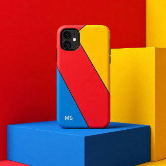Monogrammiertes Bauhaus-Retro-Mid-Century-Farbenbl Case-Mate iPhone Hülle