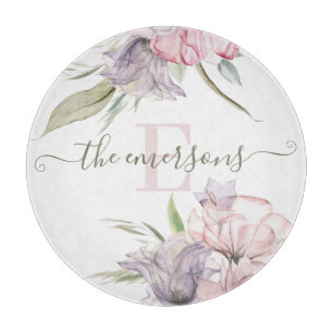Monogrammiertes florales Schneidbrett Schneidebrett