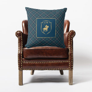 Monogrammiertes Klassisches Tartan Karo Polo Eques Kissen