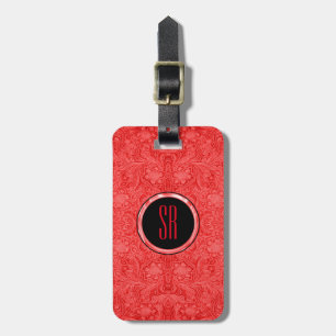 Monogrammiertes Red Imitats Süede Leder Look Gepäckanhänger