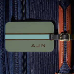 Monogrammiertes staubgrünes Gepäckanhänger