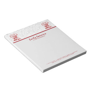 Monogrammiertes süßes dunkelrotes Elefanten-Linien Notizblock
