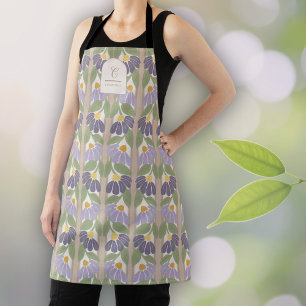 Monogrammiertes Vintage-Lila-Blumen-Schürze  Schürze