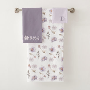 Monogrammiertes Wasserfarben-Blumentuch-Set Badhandtuch Set