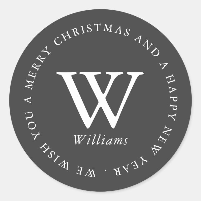 Monogrammiertes Weihnachtssiegel Runder Aufkleber (Vorderseite)