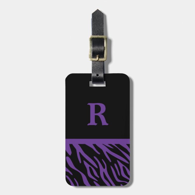 Monogrammlila Zebra-Streifen-Gepäck-Umbau Gepäckanhänger (Vorderseite vertikal)