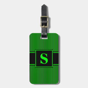 MonogrammLimoner grüner schwarzer Pinstripe Gepäckanhänger
