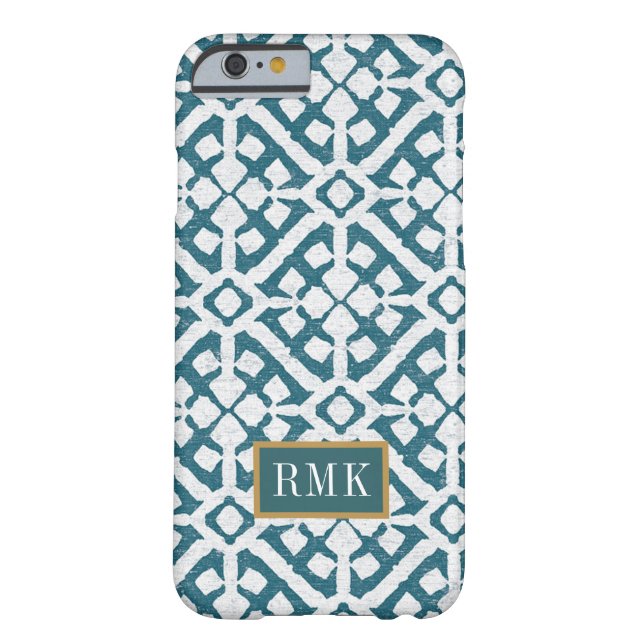 Monogrammm| Amadora Blaues Muster Case-Mate iPhone Hülle (Rückseite)