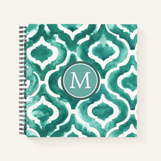 Monogrammm | Aquamarine Motif IV Notizbuch (Vorderseite)