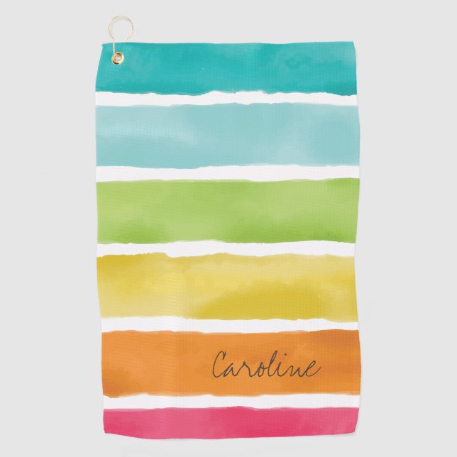 Monogrammm. Aquarell Niedliche Regenbogenfarben. Golfhandtuch (Vorderseite)