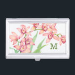 Monogrammm | Aquarellfarbene rosa Blume Visitenkarten Etui<br><div class="desc">Aquarell Rosa Blume Künstler: Tim Oole</div>