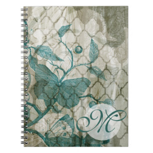 Monogrammm Arabeske Butterfliegen V Notizblock