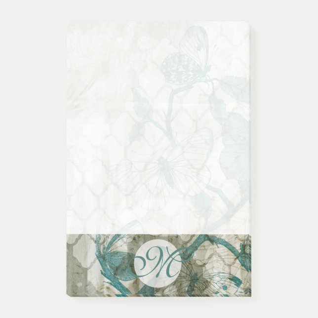 Monogrammm | Arabesque Butterfells VI Post-it Klebezettel (Vorderseite)
