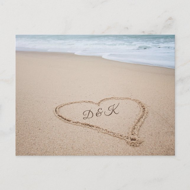 Monogrammm | Beach Liebe I Postkarte (Vorderseite)
