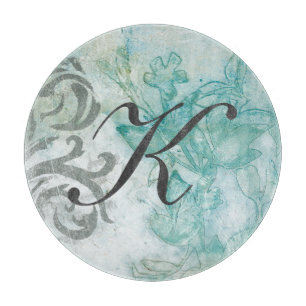 Monogrammm Blume Spray II Schneidebrett