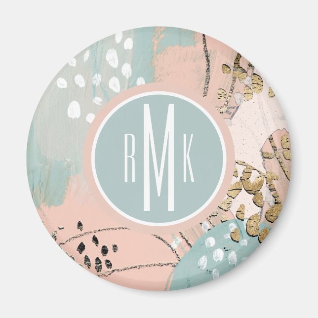 Monogrammm | Blush & Gold I Magnet (Vorne)