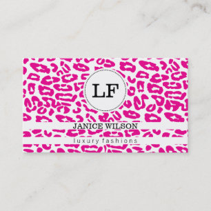 Monogrammm Cheetah Print (heißes Rosa) Visitenkarte
