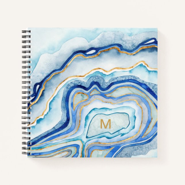Monogrammm | Cobalt Agate II Notizbuch (Vorderseite)