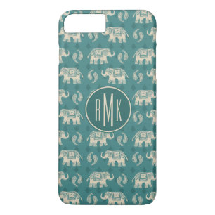 Monogrammm Elefantes Aquamarines Caravanmuster iPhone 8 Plus/7 Plus Hülle