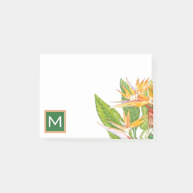 Monogrammm | Exotische Blume Post-it Klebezettel (Vorderseite)
