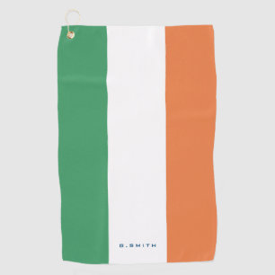 Monogrammm.Farben der irischen Flagge. Golfhandtuch