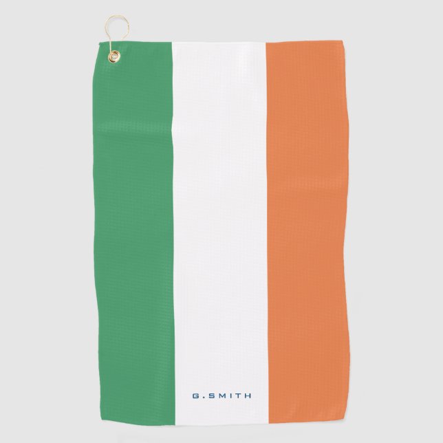 Monogrammm.Farben der irischen Flagge. Golfhandtuch (Vorderseite)