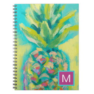 Monogrammm   Farbige tropische Ananas Notizblock