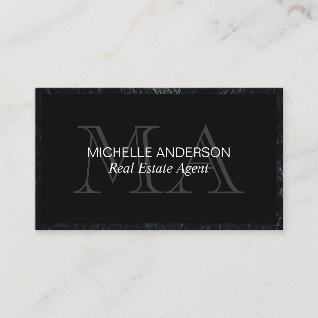 Monogrammm | FÜHRUNGSKRAFT | Real Anwesen Agent Visitenkarte (Vorderseite)